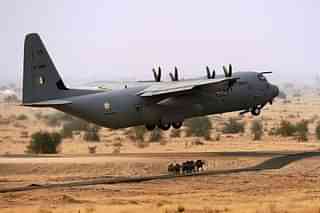 C-130J Super Hercules taking-off somewhere in the western sector opposite Pakistan (Picture via Twitter)