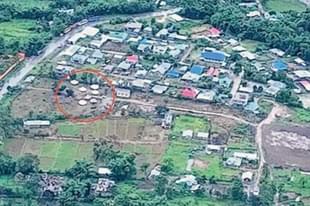 Aerial view of Torbung Bangla with the proposed mass burial site circled in red.