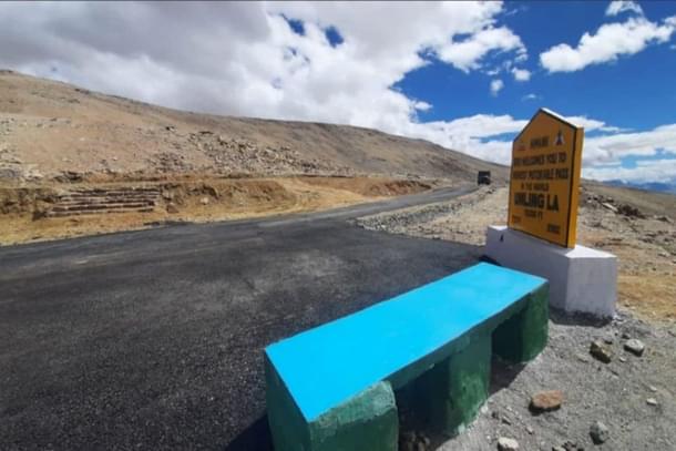 The highest motorable road in the world, currently, at over 19,300 ft at Umlingla Pass in Eastern Ladakh.