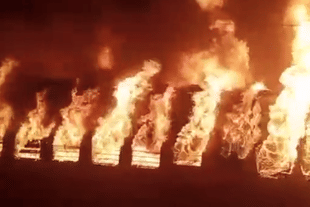 The massive fire broke out