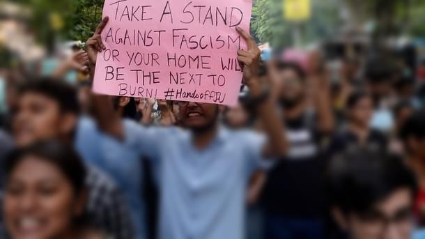 Protest marches by Left students of JU.