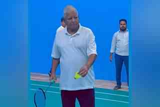 Lalu Yadav playing Badminton