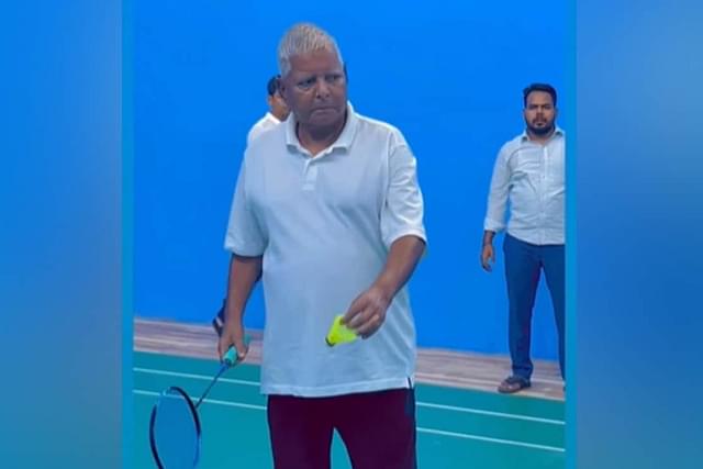 Lalu Yadav playing Badminton