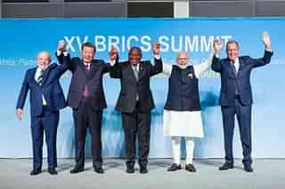 PM Modi, Chinese President Xi Jinping and other BRICS leaders in Johannesburg (Pic Via PIB)