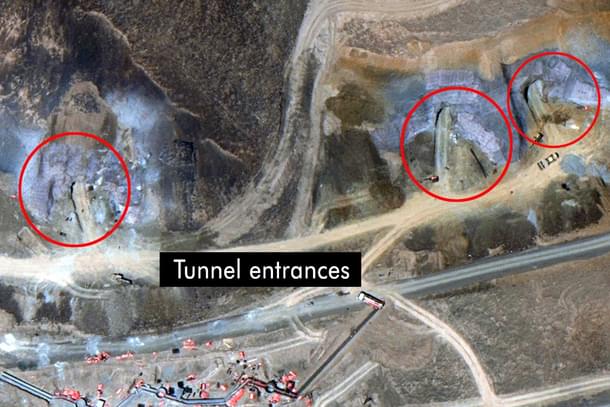 Satellite images show China constructing a mega underground military complex in Aksai Chin. (@VishnuNDTV/Twitter)