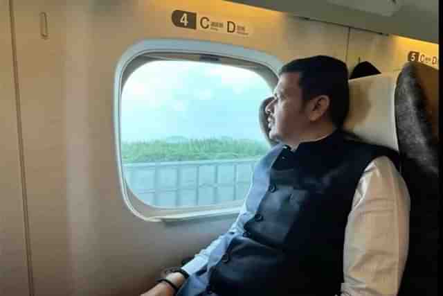 Maharashtra Deputy CM traveling on the Shinkansen bullet train in Japan.  