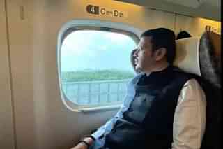 Maharashtra Deputy CM traveling on the Shinkansen bullet train in Japan.  