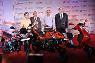 MD and CEO Hero MotoCorp Pawan Munjal with other top executives.(Getty Images)