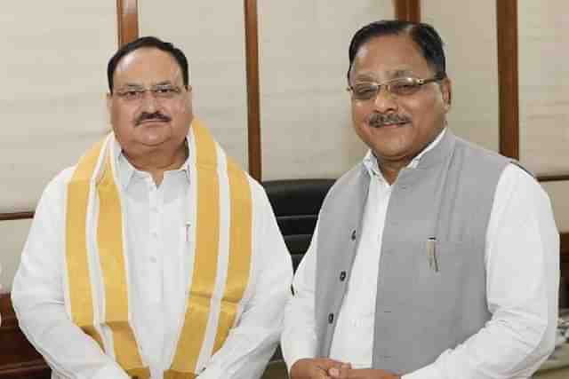 BJP national president JP Nadda with Radha Mohan Das Agrawal