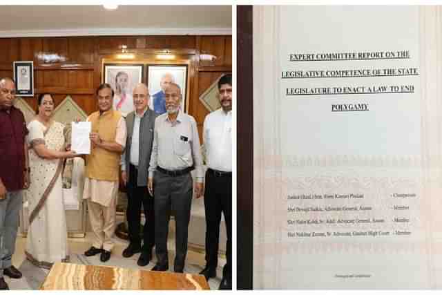 Chief Minister Sarma receiving the report from chairperson of the committee.