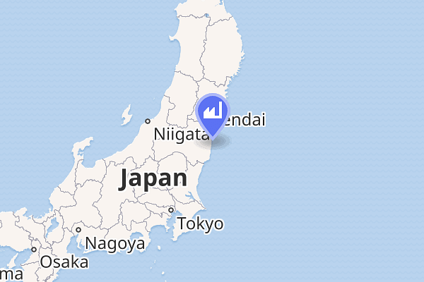 Location of Fukushima Daiichi Nuclear Power Plant  on Japan's map (Wikipedia)