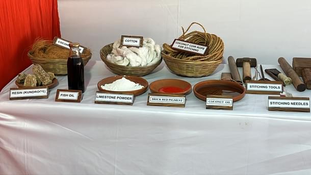 The material that would be used to stitch together and waterproof the ship. The wood is Anjili or wildjack from Malabar.