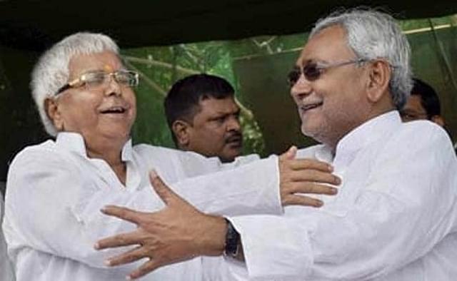 RJD chief Lalu Yadav with Bihar Chief Minister Nitish Kumar