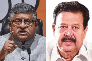 Ravi Shankar Prasad (L); K Ponmudy (R)