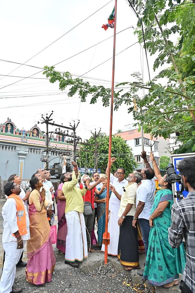 A party flag hoisting.