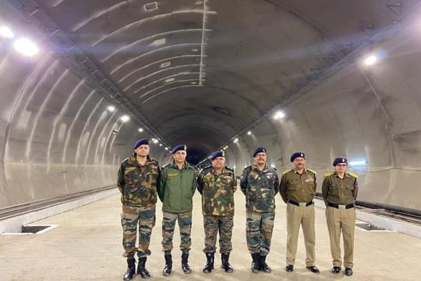 Lt Gen Rajeev Chaudhry, DG Border Roads, inspecting progress at Sela Tunnel. (PRO Defence Tezpur/Twitter)