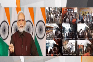 Prime Minister Narendra Modi flagging off the new Vande Bharat trains via video conferencing. (Screengrab from X)
