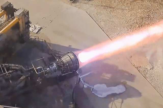 Videograb of the Raptor vacuum engine test