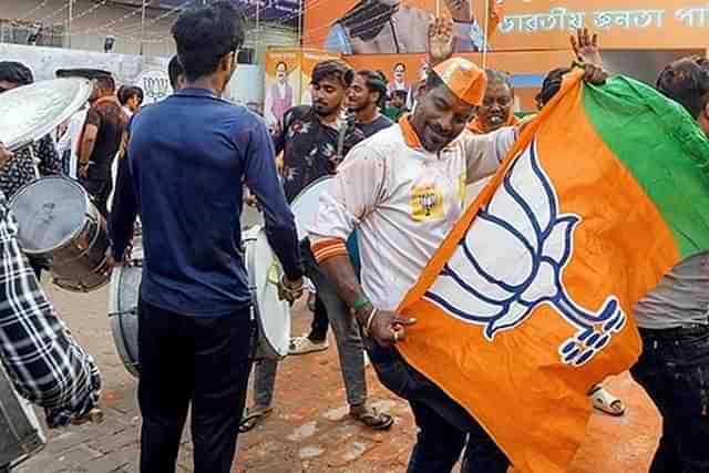 BJP supporters celebrating in Tripura.