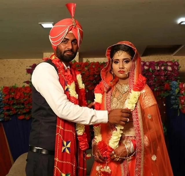 Bheema Singh and Mandeep Kaur during their wedding in July 2018.