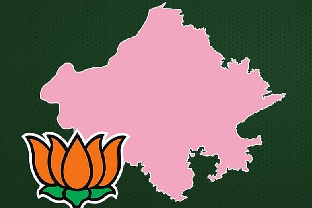 BJP logo with Rajasthan map