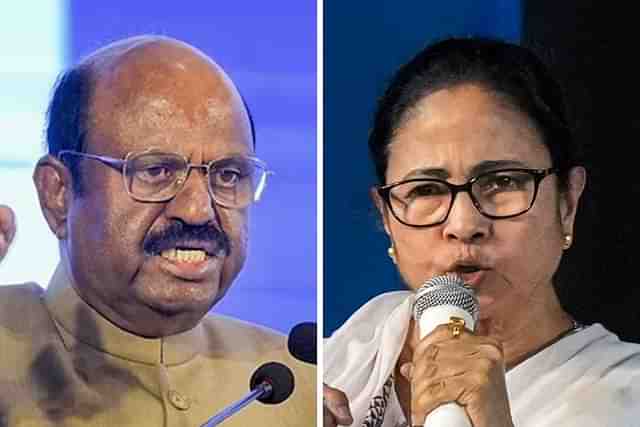 Governor  C V Ananda Bose (left) and Chief Minister Mamata Banerjee (right)