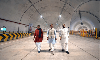 MP Chief Minister Shivraj Singh Chouhan and Union Minister Nitin Gadkari in the Rewa-Sidhi Tunnel.(Source: FPJ)