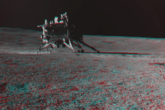 Chandrayaan-3 lander on the Moon as an anaglyph