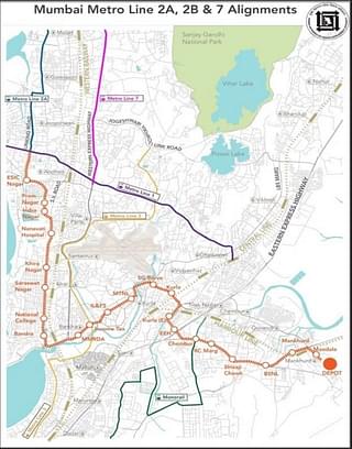 Metro Corridor 2B (in orange) with its interconnections. (Source: MMRDA)
