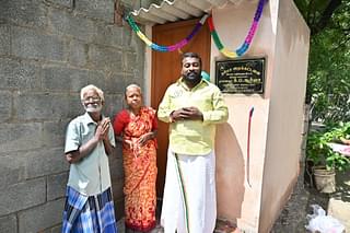 SG Suryah with one of the beneficiaries