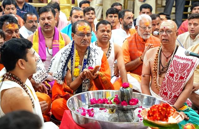 MP CM Shivraj Singh Chouhan performing special Puja in Mahakaleshwar Temple in Ujjain.
