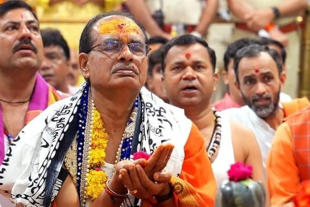 Chouhan at a temple in Madhya Pradesh (Facebook)