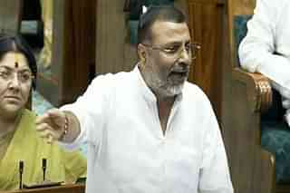 BJP MP Nishikant Dubey debates in the Lok Sabha .