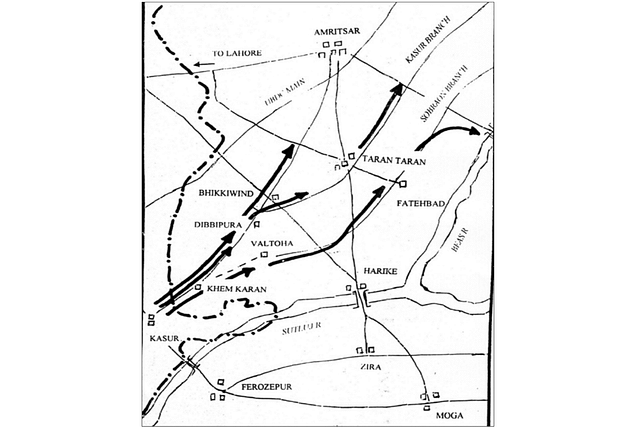 Map describing the plan of attack by the Pakistani 1st Armoured division. (Picture via Indian Defence Review)