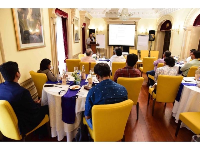 Dr Deva Priyakumar speaking at a ‘Demystifying AI’ workshop for media organised in Bengaluru by IIIT-H in 2019.