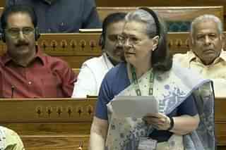 Sonia Gandhi speaking on the women's reservation bill in Lok Sabha.