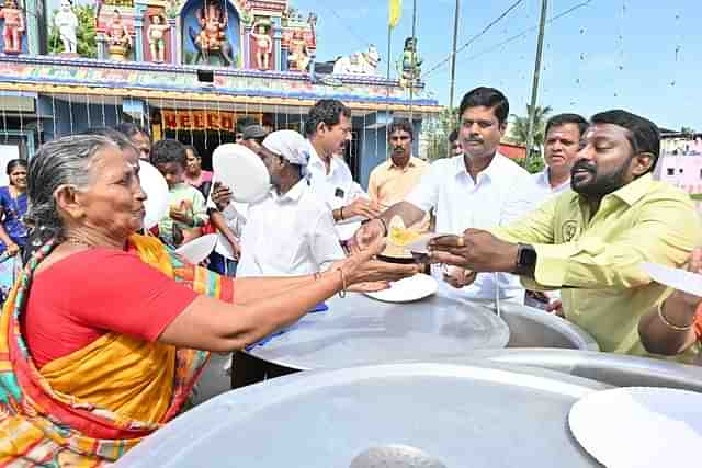 BJP's SG Suryah, right in yellow shirt at an event in Chennai. (X/@SGSuryah)