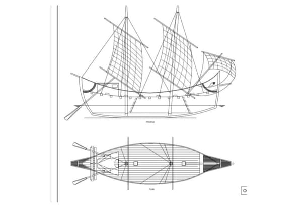 The design of the under-construction stitched ship