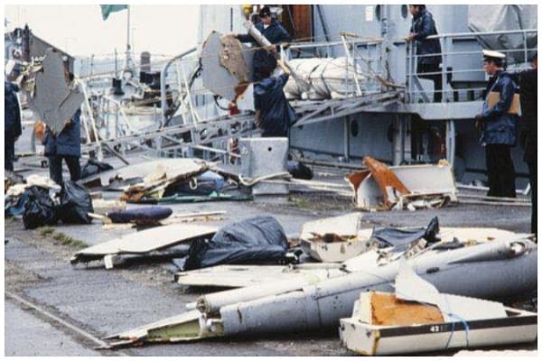 Debris of Air India flight 182 on a vessel of the Irish Navy (Facebook)