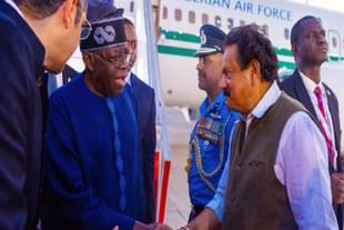 Nigerian President Bola Tinubu, set to attend the G20 summit, received at Delhi, by MoS SP Singh Baghel.