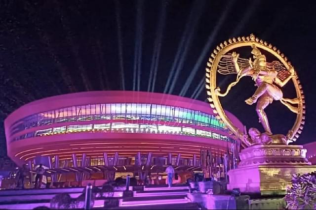 27-foot Nataraja statue in front of Bharat Mandapam.