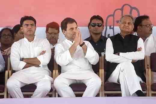 L to R: Sachin Pilot, Rahul Gandhi, Ashok Gehlot