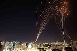 Israel’s Iron Dome system intercepting rockets.