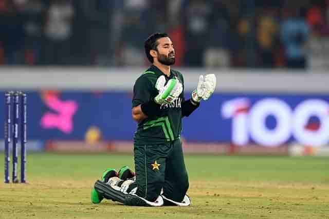 Pakistani cricketer Muhammad Rizwan after his match-winning century against Sri Lanka (Photo: Pakistan Cricket/X)