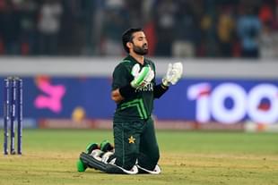 Pakistani cricketer Muhammad Rizwan after his match-winning century against Sri Lanka (Photo: Pakistan Cricket/X)
