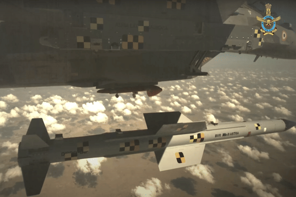 Screengrab of the Astra Mk-2 dummy-ejection test being carried out from Su-30 MKI.