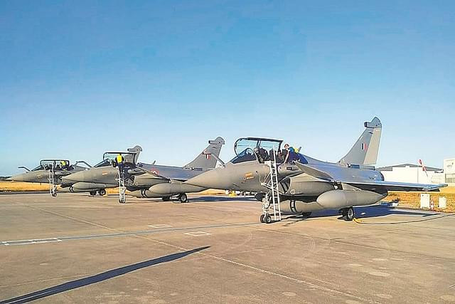 Rafale fighter jets at the IAF base in Ambala Cantonment