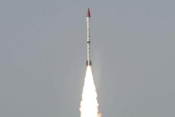 Pakistan test firing nuclear-capable Ababeel ballistic missile system.