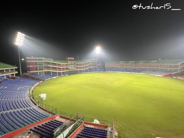 The view from the pavilion, Arun Jaitley Stadium.