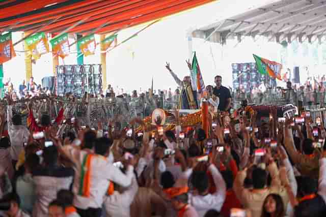 "BJP is a guarantee towards all-round progress," PM Narendra Modi said in an X post carrying this and other pictures from the rally in Chhattisgarh.